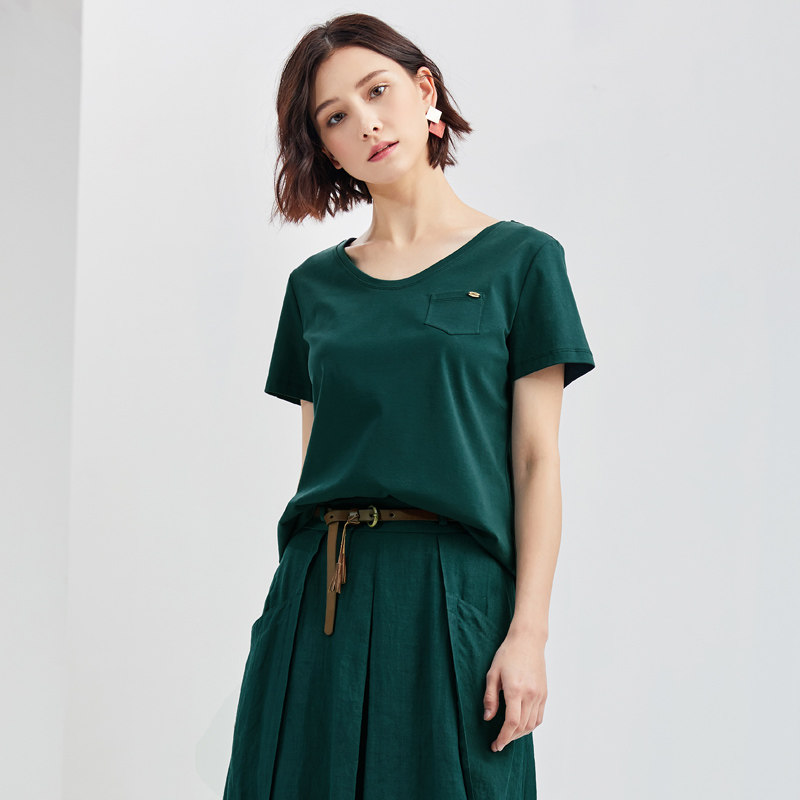 水云间夏季新款纯色短袖百搭t恤 sedateT恤