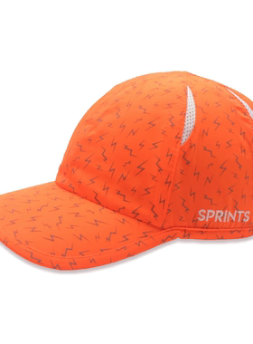 Sprints反光闪电跑步帽 橙色速干透气运动帽马拉松夜跑遮阳帽男女
