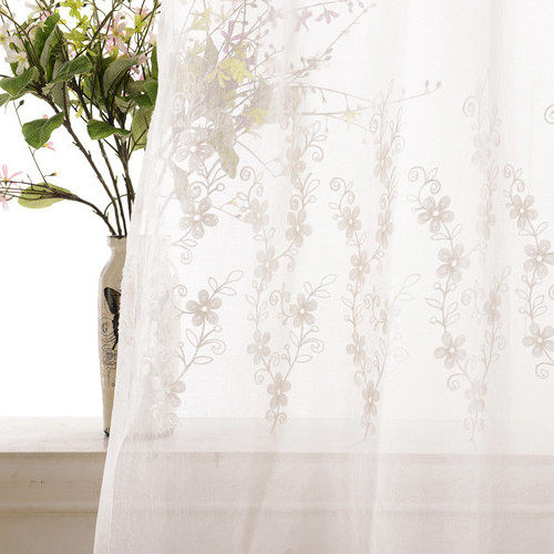 韩式窗帘田园小花清爽百搭刺绣窗纱卧室客厅飘窗书房成品定制窗帘,淘宝优惠券,粉丝福利购,淘宝优惠卷