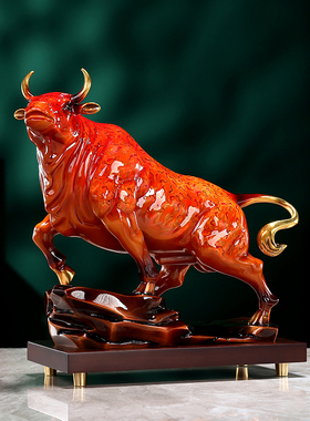 黄铜大漆牛摆件《牛势如虹》礼品
