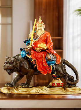 黄铜骑虎武财神摆件赵公明