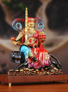 彩铜骑虎武财神赵公明摆件