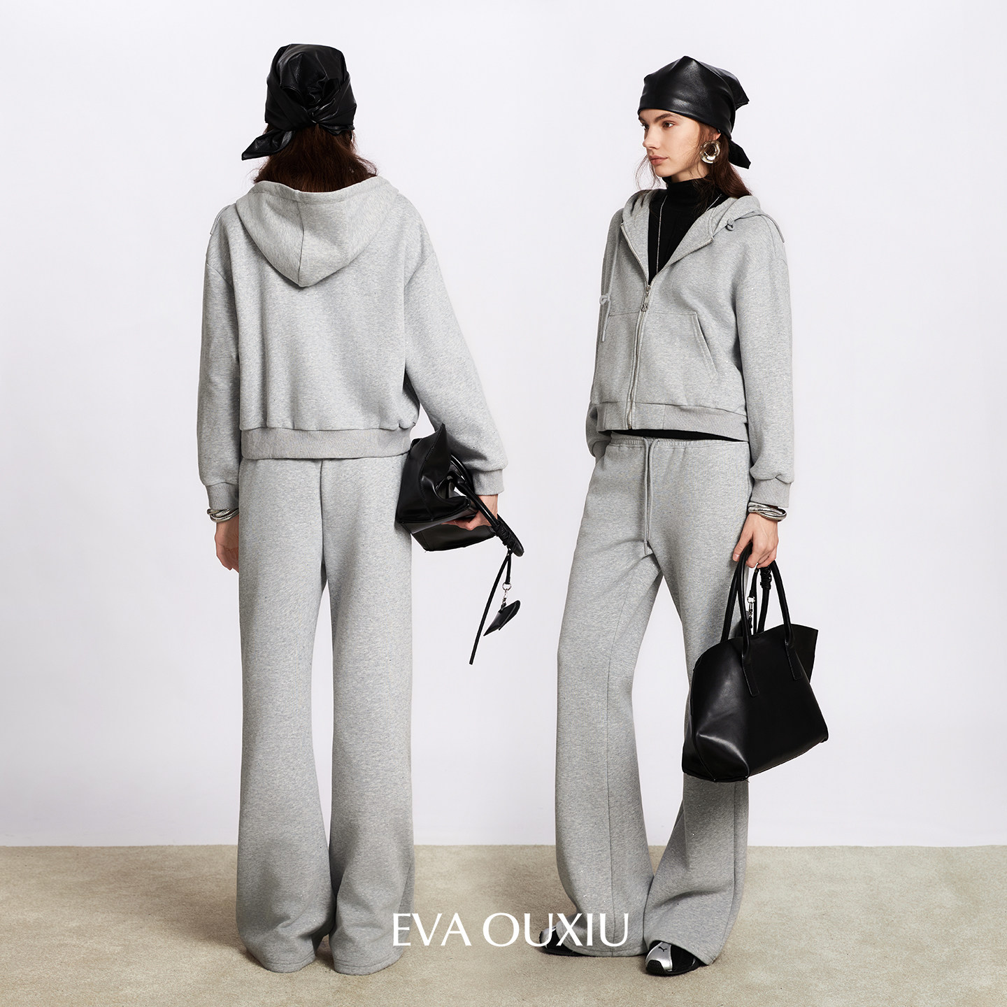 EVAOUXIU【精选】运动休闲套装女卫衣外套微喇裤cleanfit连帽衫潮,淘宝优惠券,粉丝福利购,淘宝优惠卷