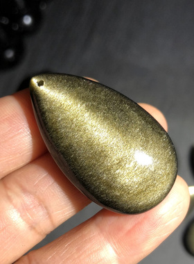 天然金曜石水滴项坠毛衣链