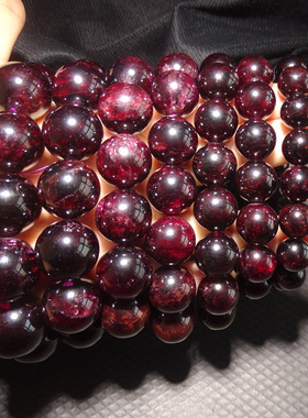 石榴石大珠子星光霸气风水晶手链