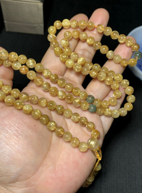 天然金发晶四圈手链佛珠