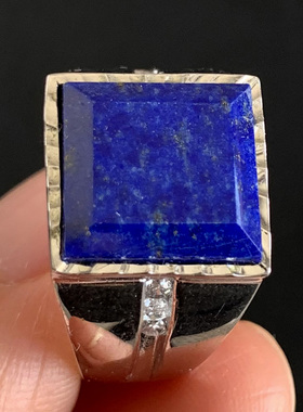 天然青金石戒指大戒面镶嵌