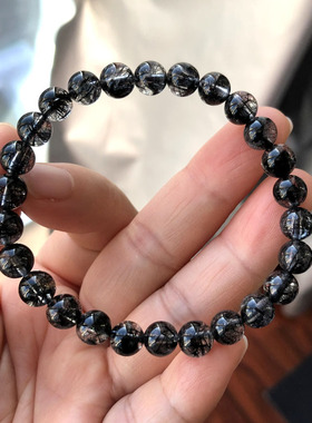 天然黑发晶手链黑金刚