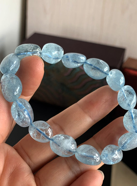 天然海蓝宝随形手链水晶手串充填