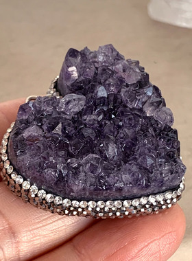 大号天然紫晶簇吊坠紫水晶心骨干