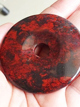 天然平安扣吊坠项链鸡血红碧玉