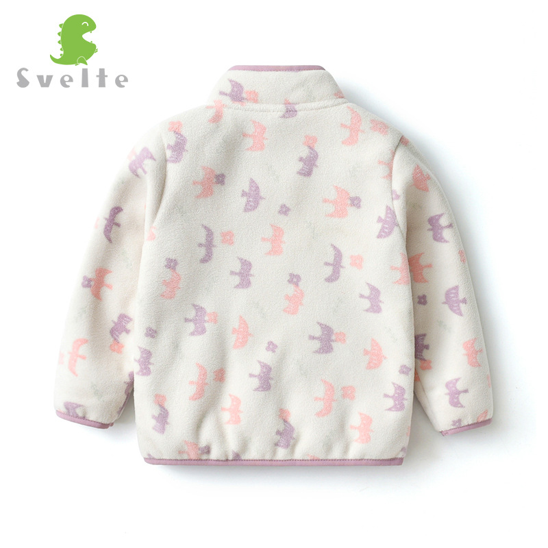 2025秋冬新款儿童印花摇粒绒外套加绒加厚女童春秋装抓绒卫衣宝宝 - 图0