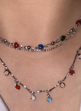 项链配饰女款2024新款爆款夏天新中式彩色流苏性感锁骨链多层叠带