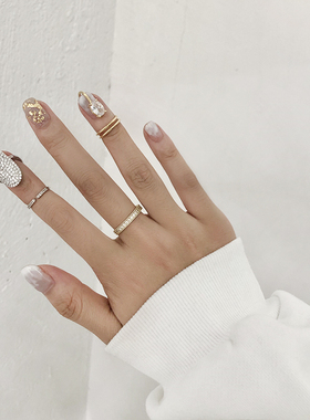 金智妮jennie同款指甲美甲戒指