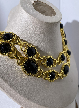 欧韩黑色金属项链锁骨链