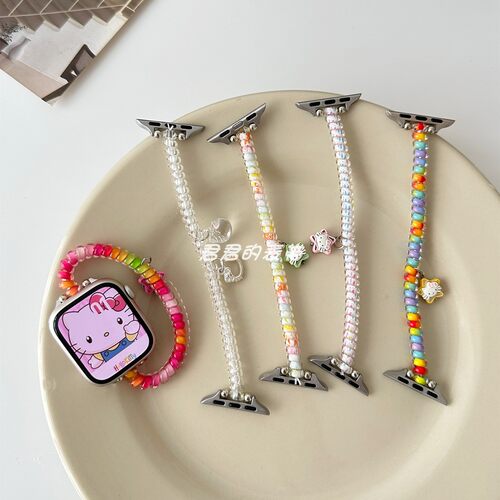 适用苹果手表s11代iwatch细款彩色电话线发圈表带applewatch987se - 图3