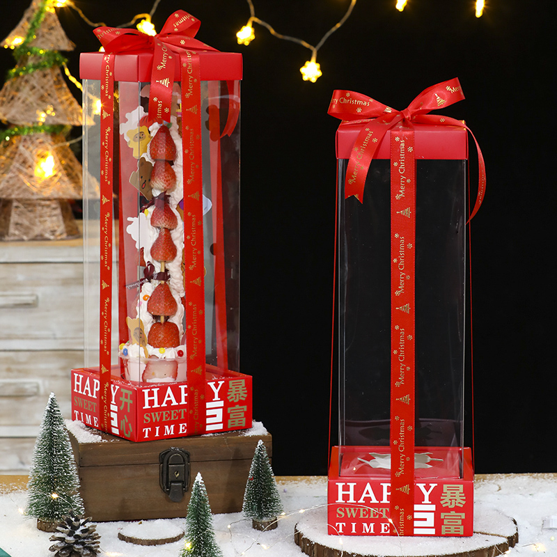 草莓塔包装盒圣诞节巨巨巨透明蛋糕盒子加高超特杯外榴莲网红新年 - 图0