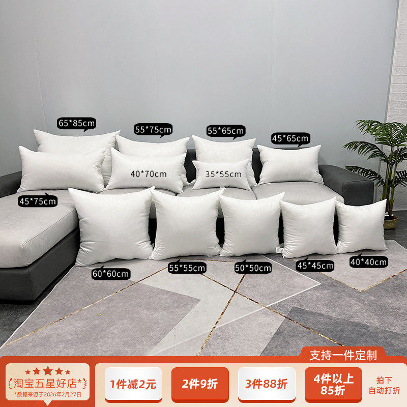 定制抱枕芯靠枕靠背内胆沙发床枕头枕芯大靠垫60长方形填充棉80物