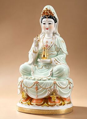 家用陶瓷观音菩萨摆件新款南海观世音菩萨瓷像观音娘娘观音老母像