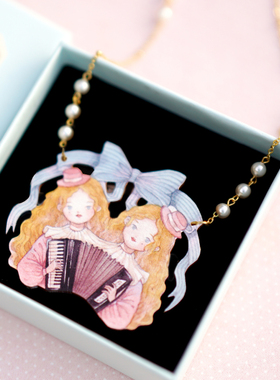 复古原创定制创意小众生日礼物爱心少女蘑菇珍珠配饰品吊坠长项链