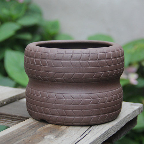 双轮胎造型花盆 古铜泥宜兴原矿紫砂多肉植物微型造景异形盆景盆 - 图2