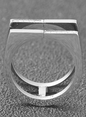 欧美跨境简约个性不对称镶钻锆石开口戒指时尚不锈钢戒指男女