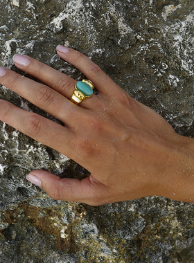 小众设计天然天河石戒指