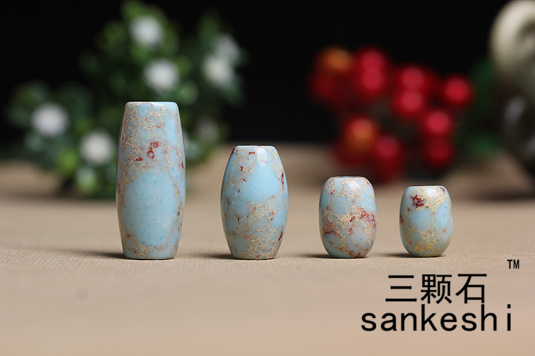 寿山石桶珠 鼓珠 隔珠 腰珠 DIY饰品手工制作材料散珠半成品 - 图3