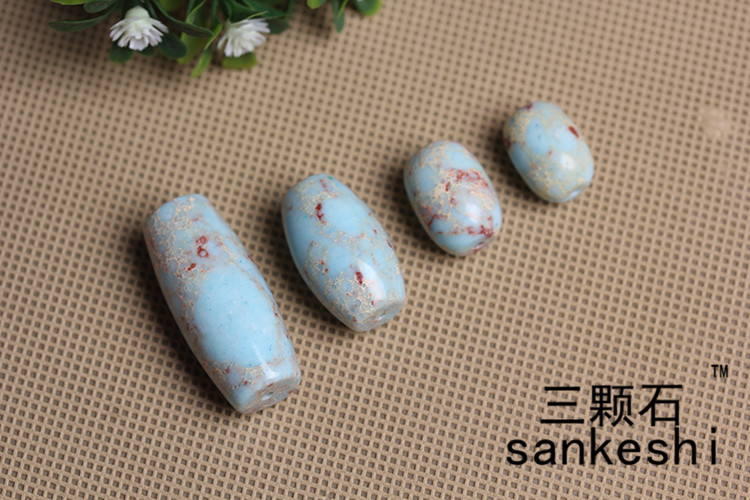 寿山石桶珠 鼓珠 隔珠 腰珠 DIY饰品手工制作材料散珠半成品 - 图1