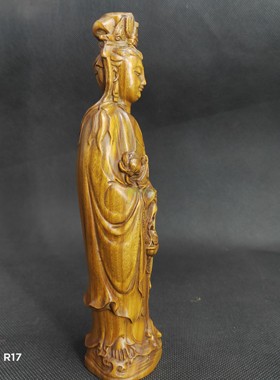 阿根廷绿檀观音风水木雕工艺品