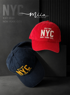 美式复古NYC刺绣棒球帽显脸小