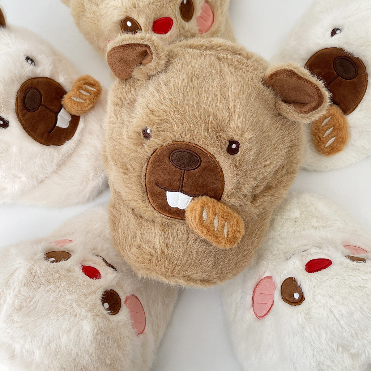 韩版可爱小兔子的好朋友土拨鼠毛绒绒保暖棒球帽学生保暖鸭舌帽潮 - 图2