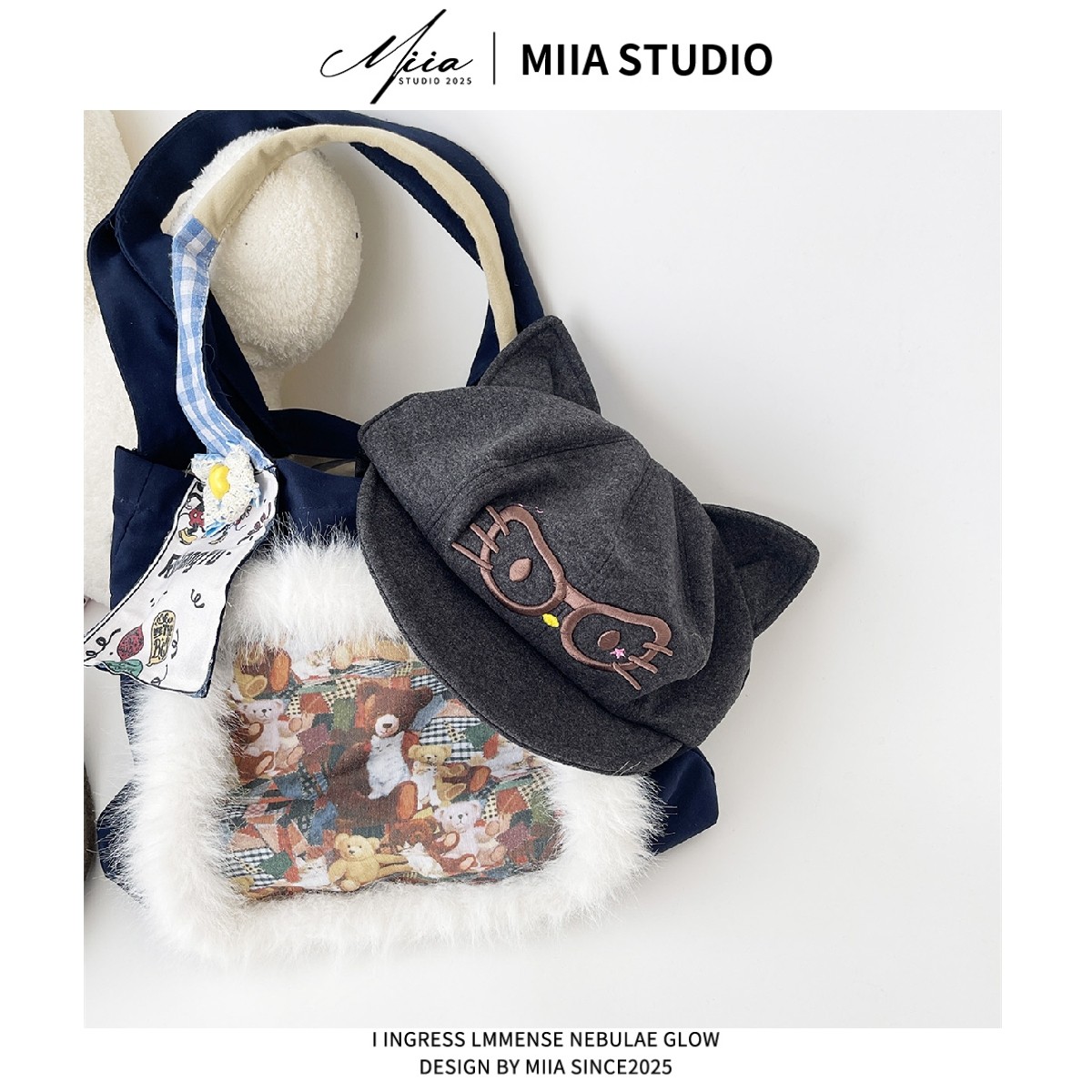 y2k日系可爱眼镜kitty猫咪耳朵八角鸭舌帽女秋冬贝雷帽甜美报童帽,淘宝优惠券,粉丝福利购,淘宝优惠卷