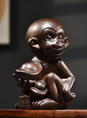猴子木雕摆件镇宅招财十二生肖工