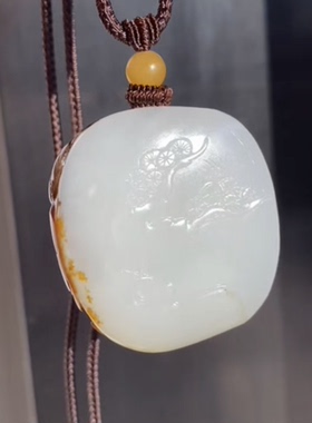 精品新疆和田玉籽料 三色巧雕达摩 一级白糯润细腻34×35.5×13mm