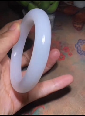 高品质新疆和田玉籽料大圈口手镯 一级白 油性脂粉糯性到位圈口58