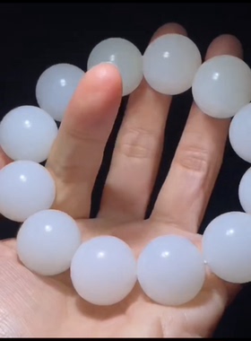 高品质新疆和田玉籽料圆珠手串 白度一级 油润老糯温润细腻 20mm