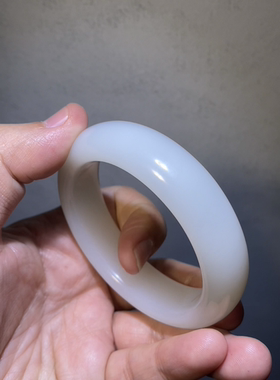 天然高品质新疆和田籽料宽手镯一级白过灯57mm正品带证书全国复检