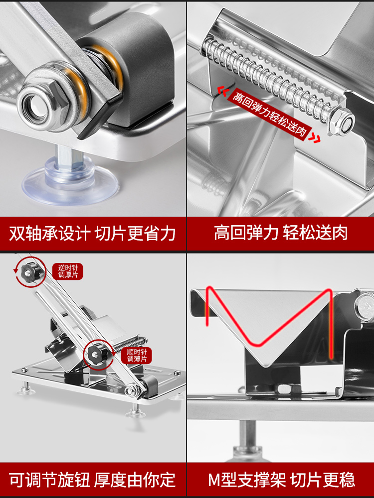 羊肉卷切片机家用切肉机手动多功能冻肉肥牛商用刨肉神器切肉片机 - 图2