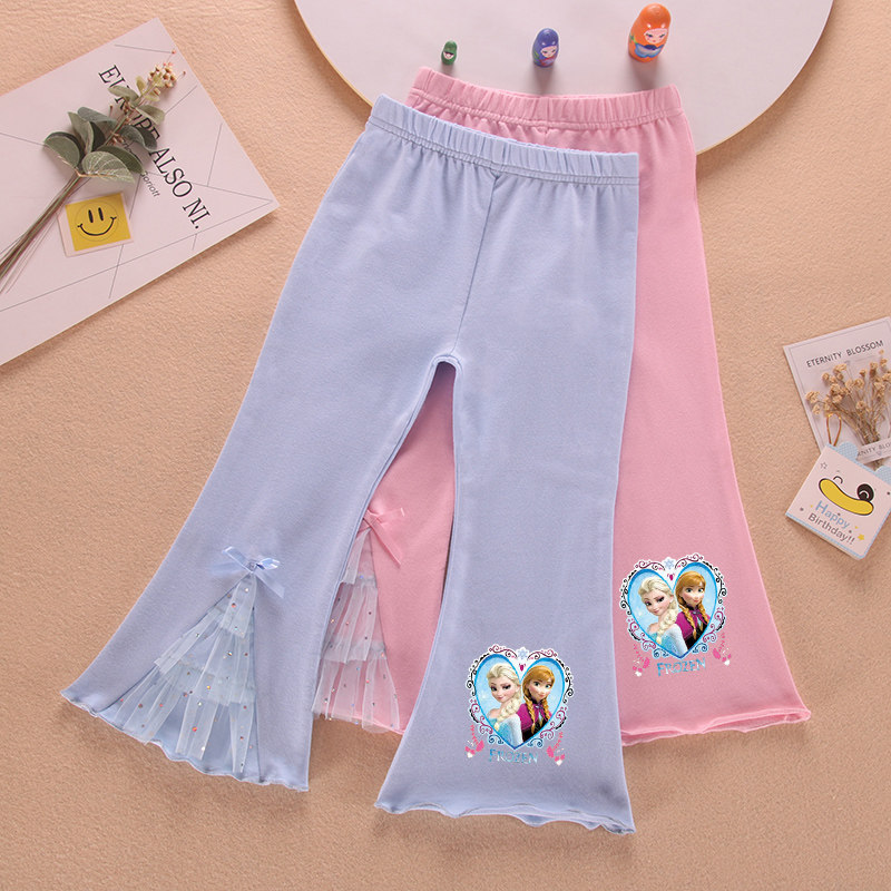 爱沙公主加绒洋气喇叭裤宝宝冰雪奇缘童装裤子女童秋冬装保暖长裤