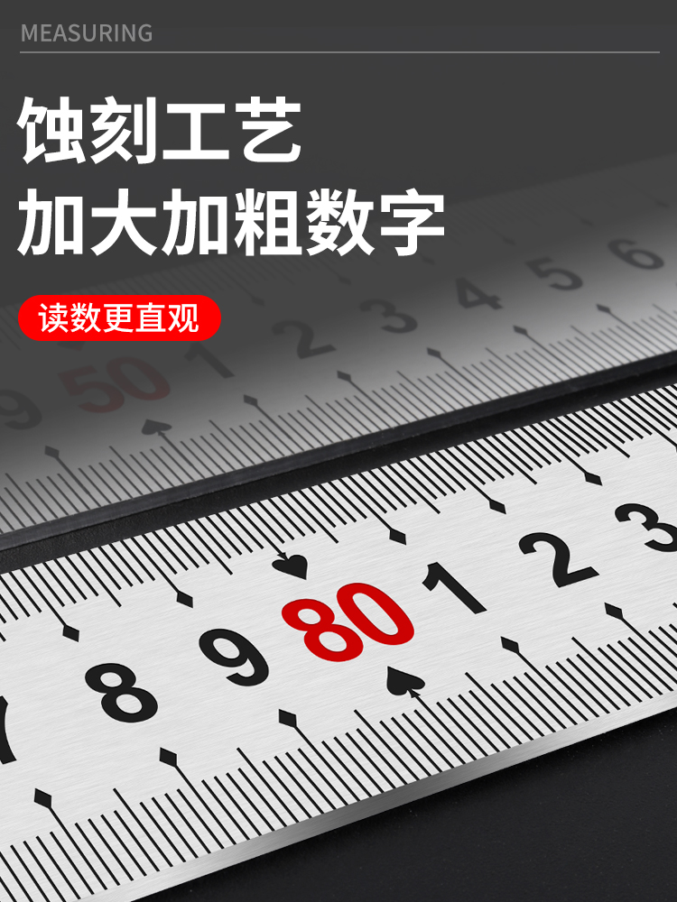 304不锈钢板尺力透明大寸3米洞定制小学生画图文具套装三角七巧子 - 图1