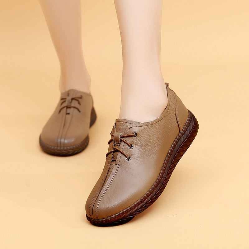 软底软面舒适女鞋牛筋底妈妈鞋春秋款真皮单鞋防滑平底女士软皮鞋,淘宝优惠券,粉丝福利购,淘宝优惠卷