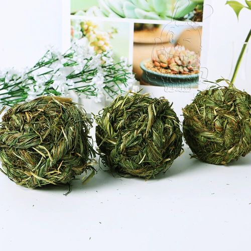 手工编织提摩西草球兔子磨牙零食龙猫荷兰猪豚鼠玩具发泄解闷用品 - 图1