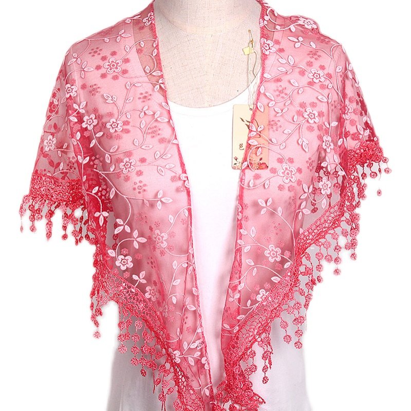 三角巾春秋新款蕾丝流苏丝巾女小碎花披肩围巾民族风百搭头巾纱巾,淘宝优惠券,粉丝福利购,淘宝优惠卷