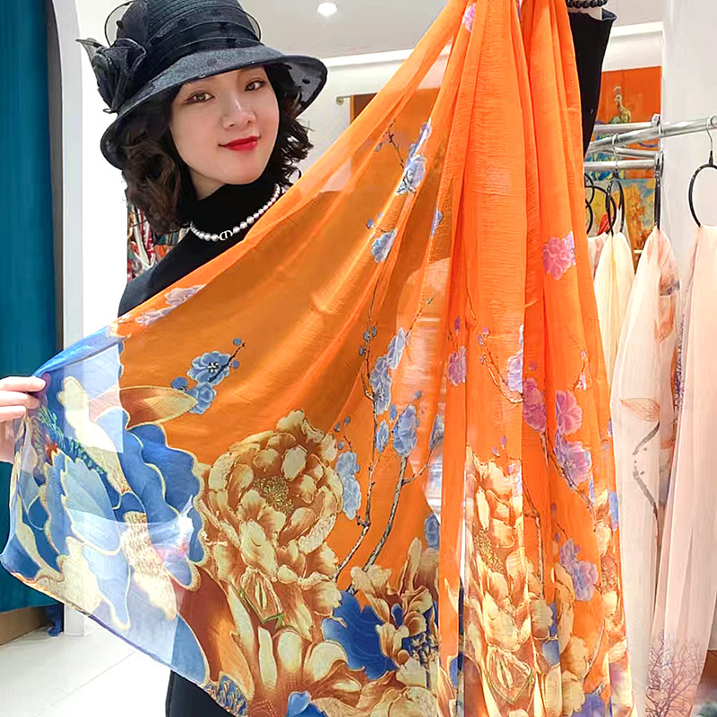 秋冬季新款云纹纱印花长款时尚百搭丝巾网红洋气保暖披肩围巾围脖,淘宝优惠券,粉丝福利购,淘宝优惠卷