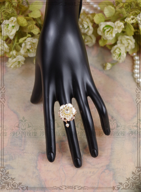 暗香珍珠花朵百搭开口戒指原创