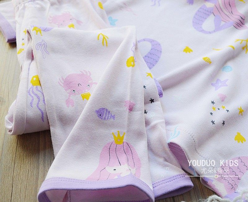 A类 女童内衣套装 儿童美人鱼秋衣秋裤两件套 纯棉家居服2025秋冬,淘宝优惠券,粉丝福利购,淘宝优惠卷