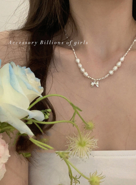 蝴蝶结2024新款银色项链