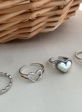 千亿爱心女日韩网红学生银戒指