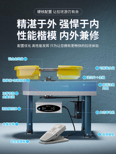 水流星陶艺拉坯机无极变速液晶触屏陶泥转盘工具陶艺设备TY-12 - 图2